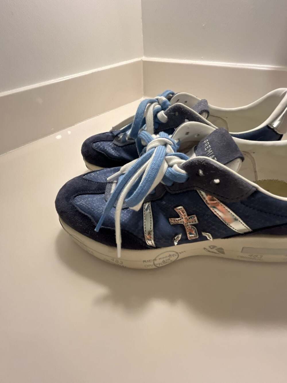 Premiata Sneakers Blue Suede Leather
